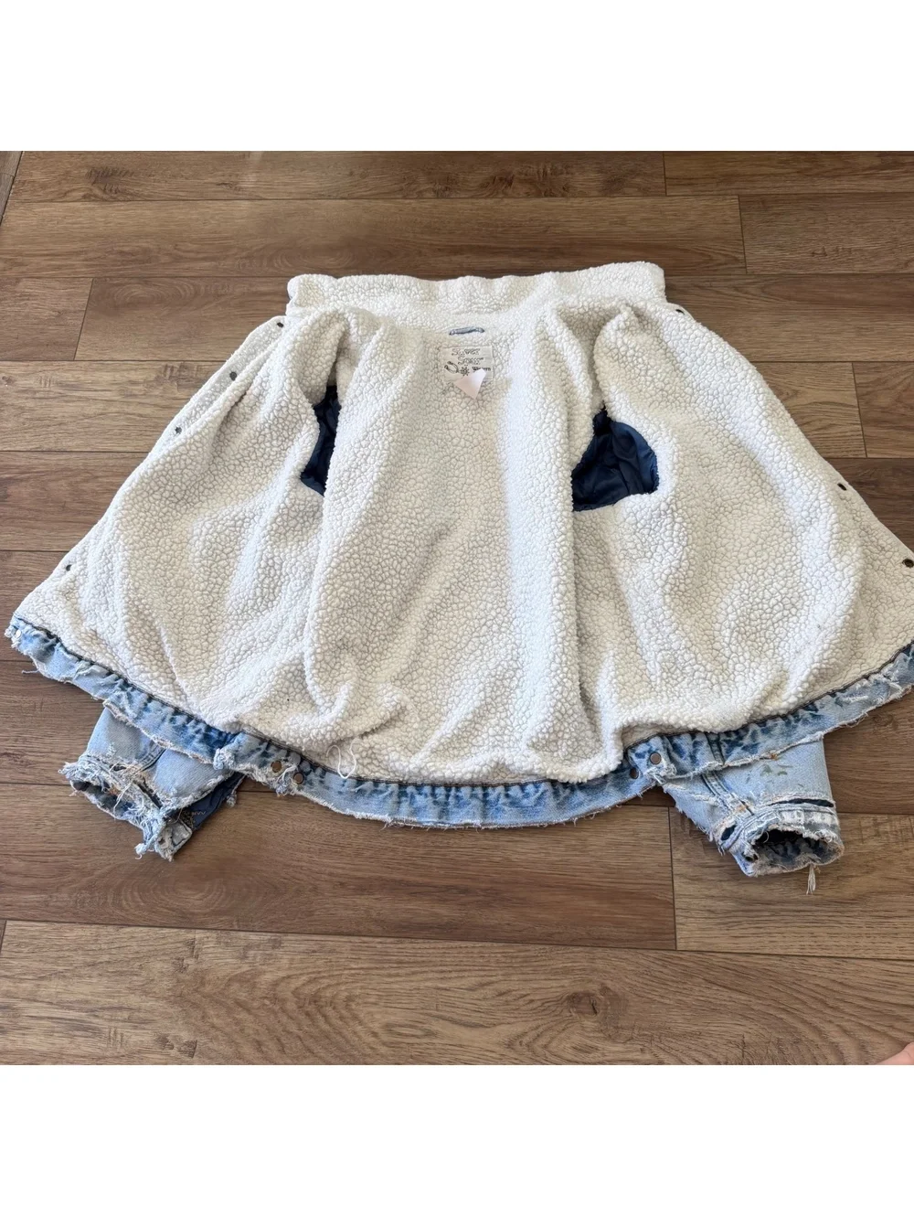 Vtg Silver Spur Western Sherpa Denim Jacket Thrashed XL